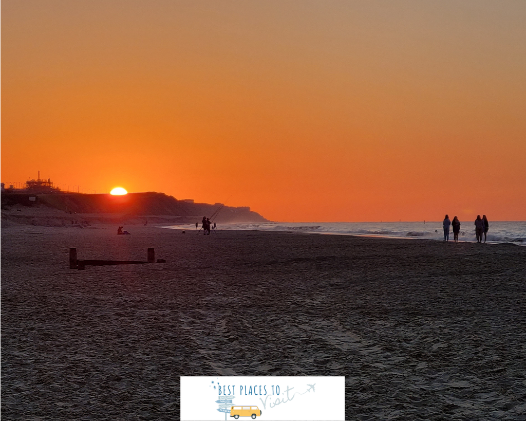 Bacton Beach at sunset on the Norfolk coast