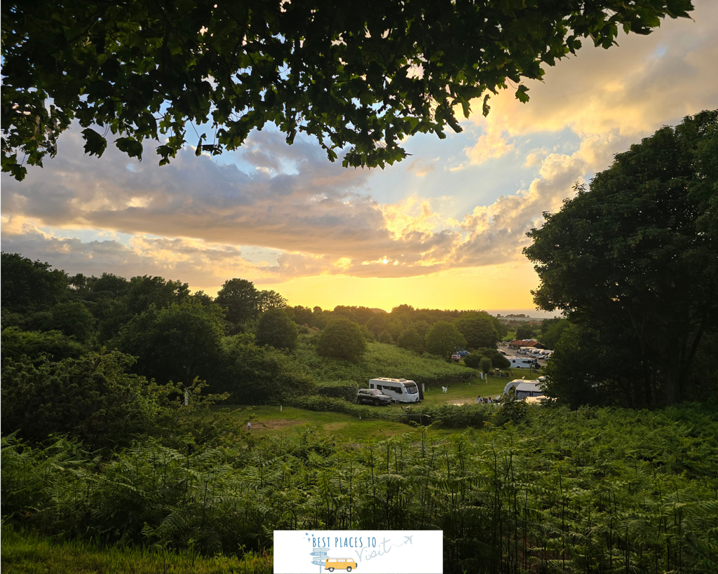 View of Incleboro Fields Campsite in Norfolk at sunset