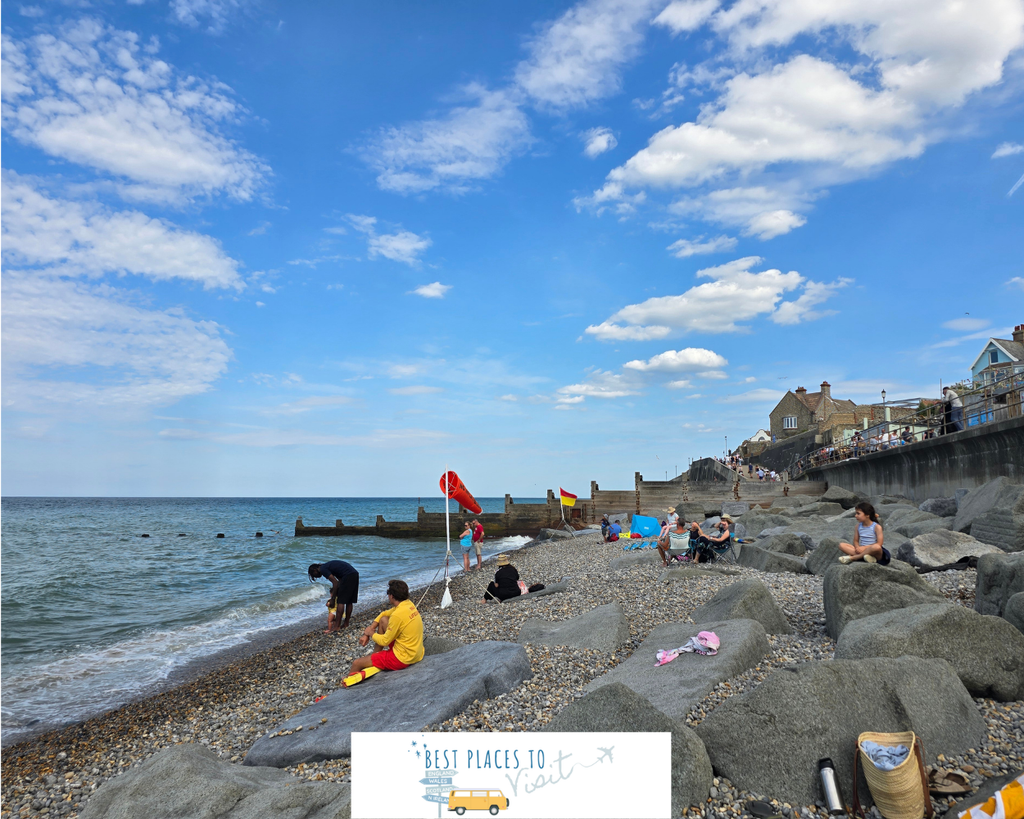Sheringham Beach at high tide on the North Norfolk coast